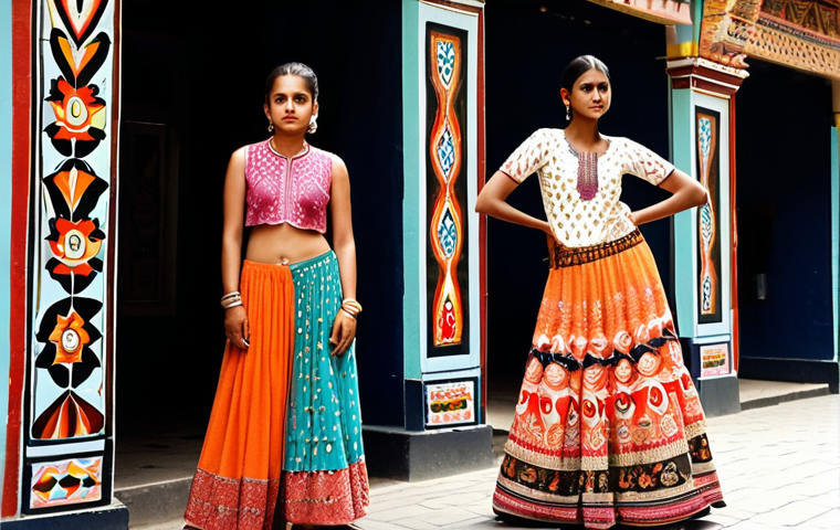 **Image Prompt 1:** A vibrant and diverse street scene where individuals of various ages and backgrounds confidently express their unique identities through fashion. Their clothing is a creative blend of global trends and rich local cultural aesthetics, such as contemporary silhouettes adorned with intricate Indian embroidery or modern designs incorporating traditional textile patterns. The atmosphere is authentic, empowering, and showcases fashion as a true lifestyle choice and a powerful means of self-expression. Natural, soft lighting. Highly detailed, high-quality photograph.